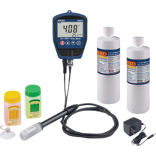 pH/mV Meter with Buffer Solution & Power Adapter Kit - Ph Temperature Meter - IC876