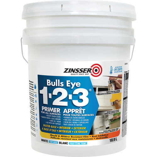 Bulls Eye 1-2-3® Water-Base Primer, 18.9 L, Pail, White