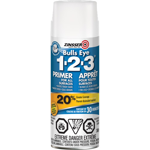 Bulls Eye 1-2-3® Water-Base Primer, Aerosol Can, White