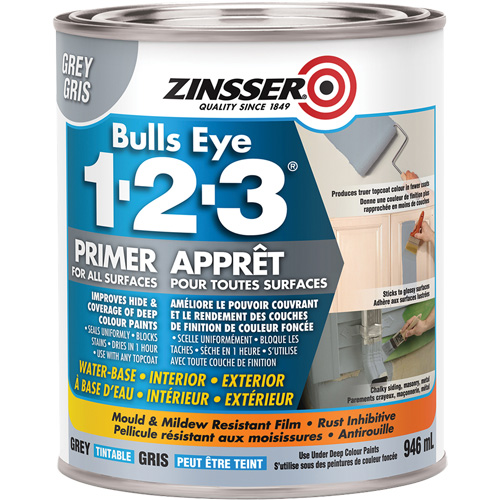 Bulls Eye 1-2-3® Water-Base Primer, 946 ml, Can, Grey