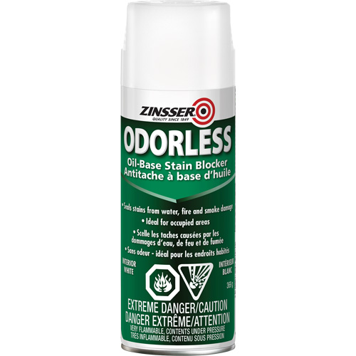 Odourless Oil-Base Stain Blocking Primer, White, Very Flat, Aerosol Can
