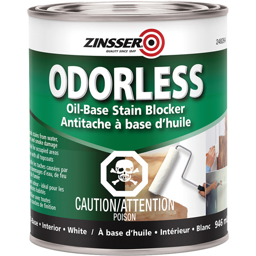 Odourless Oil-Base Stain Blocking Primer, White, Very Flat, 946 ml, Can