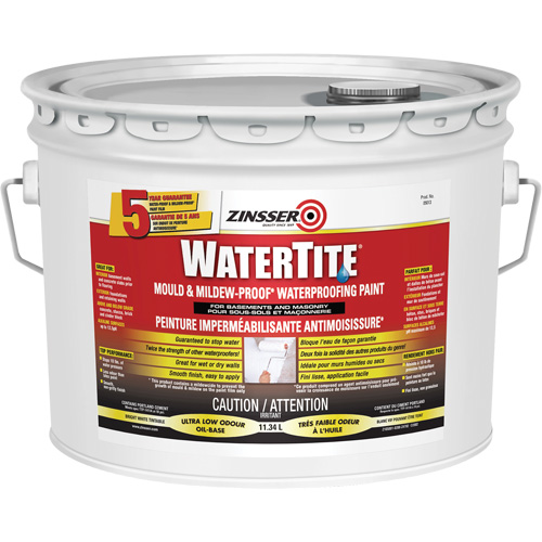 Watertite® Mold & Mildew-Proof™ Waterproofing Paint, White, Eggshell, 11.34 L, Pail