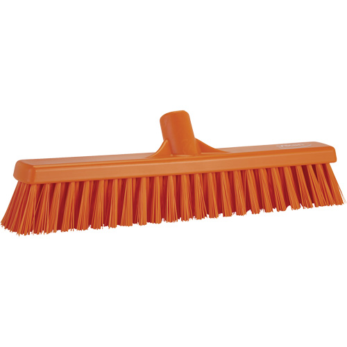 Combo Bristle Push Broom Head, Coarse/Fine Bristles, 16-1/2", Polyester, Orange