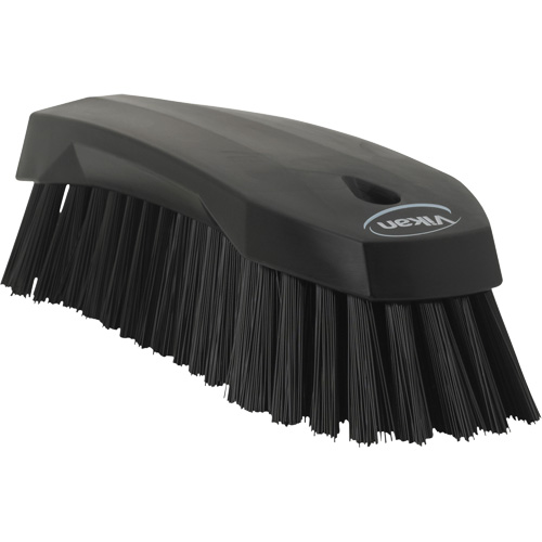 Large Angled Hand Brush, Stiff Bristles, 8" Long, Black