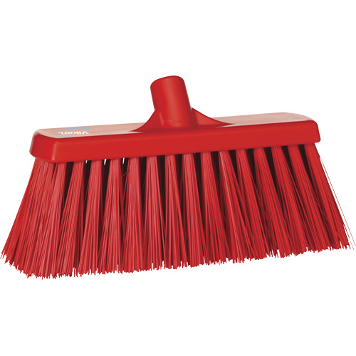 Heavy-Duty Push Broom, Stiff Bristles, 13", Polyester, Red