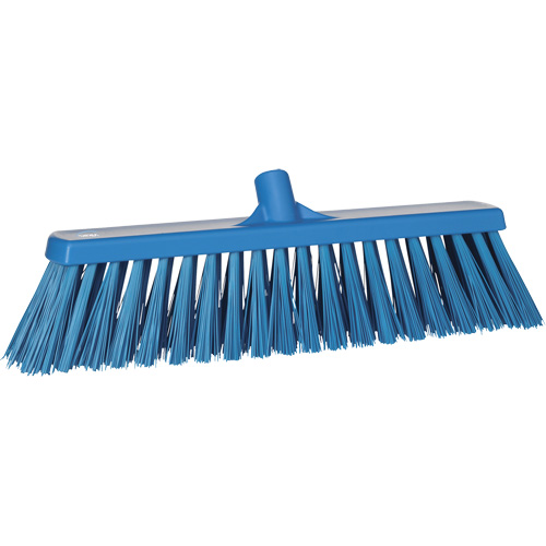 Heavy-Duty Push Broom, Stiff Bristles, 20", Polyester, Blue