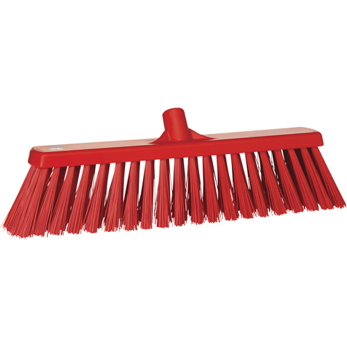 Heavy-Duty Push Broom, Stiff Bristles, 20", Polyester, Red