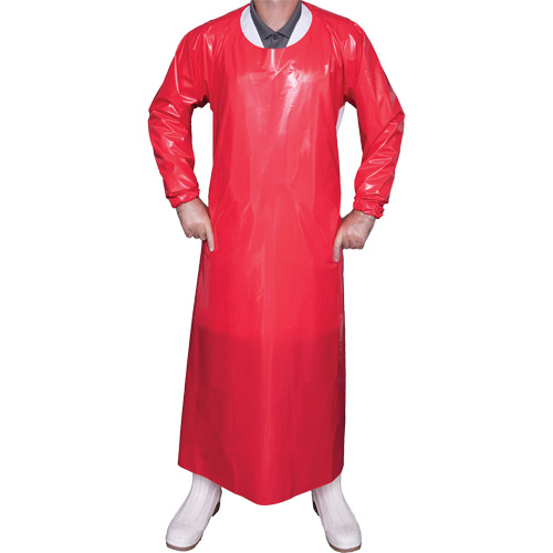 Top Dog 6 Mil. Gown, Large, Red, Polyurethane - Gown - JP447