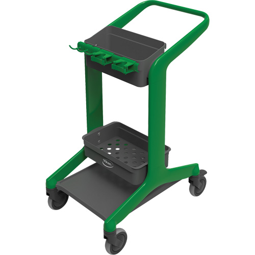 HyGo Mobile Cleaning Station, 30.7" x 20.9" x 40.6", Plastic/Stainless Steel, Green