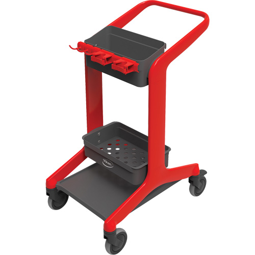 HyGo Mobile Cleaning Station, 30.7" x 20.9" x 40.6", Plastic/Stainless Steel, Red