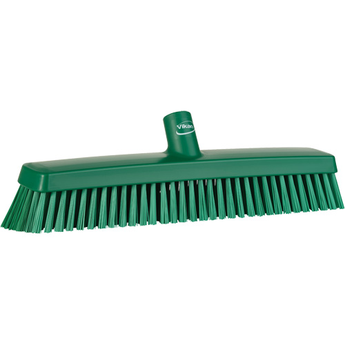Push Broom Head, Fine/Stiff Bristles, 16-1/2", Polyester/Polypropylene, Green
