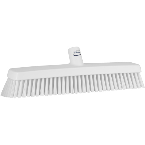 Push Broom Head, Fine/Stiff Bristles, 16-1/2", Polyester/Polypropylene, White