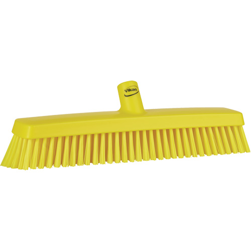 Push Broom Head, Fine/Stiff Bristles, 16-1/2", Polyester/Polypropylene, Yellow