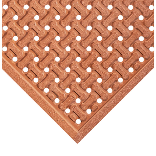 Flow Thru Reversible Grease-Resistant SBR Safety Mats, 3' x 5' x 7/16", Red, Natural Rubber