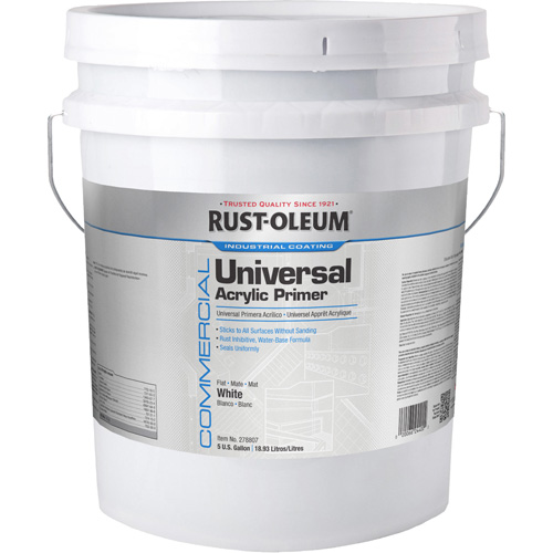 Commercial Universal Acrylic Primer, White, Satin, 5 gal., Pail