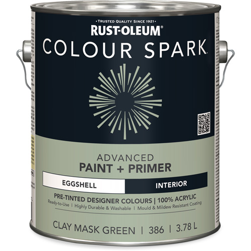 Colour Spark™ Interior Pre-Tinted Paint + Primer Wall Paint, Clay Mask Green, Eggshell, 3.78 L, Gallon