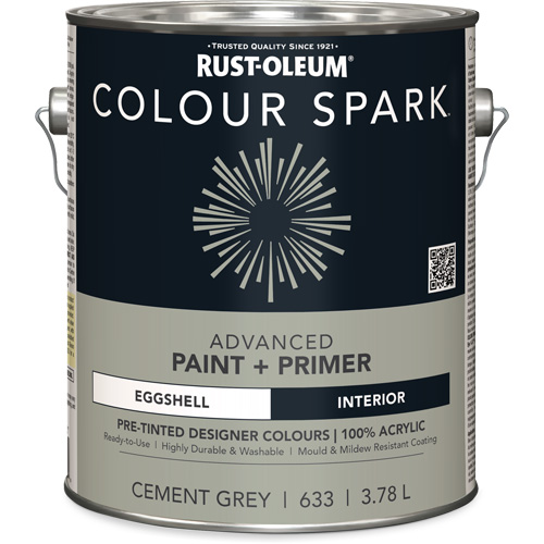 Colour Spark™ Interior Pre-Tinted Paint + Primer Wall Paint, Cement Grey, Eggshell, 3.78 L, Gallon