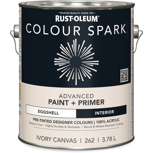 Colour Spark™ Interior Pre-Tinted Paint + Primer Wall Paint, Ivory Canvas, Eggshell, 3.78 L, Gallon