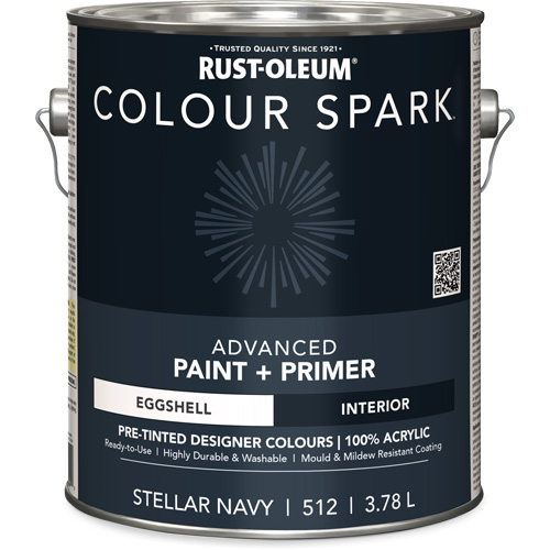 Colour Spark™ Interior Pre-Tinted Paint + Primer Wall Paint, Stellar Navy, Eggshell, 3.78 L, Gallon