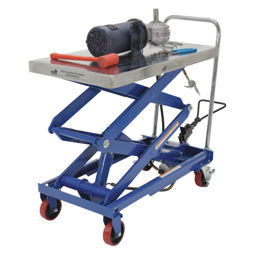 Pneumatic Hydraulic Scissor Lift Table, Steel, 35-1/2" L x 20" W, 800 lbs. Cap. - Pneumatic Hydraulic Lift Table - LV478