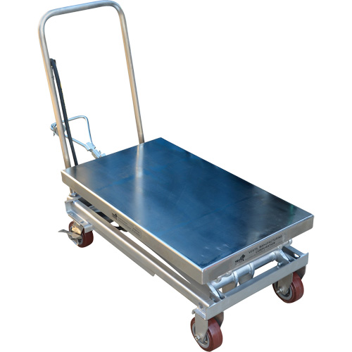 Pneumatic Hydraulic Scissor Lift Table, Stainless Steel, 35-1/2" L x 20" W, 800 lbs. Cap. - Pneumatic Hydraulic Lift Table - LV479