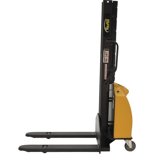 Narrow Mast Powered Lift Stacker, Electric Operated, 1000 lbs. Capacity, 63" Max Lift - Fork Lift Stacker - LV590