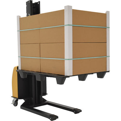 Narrow Mast Powered Lift Stacker, Electric Operated, 1000 lbs. Capacity, 63" Max Lift - Fork Lift Stacker - LV590