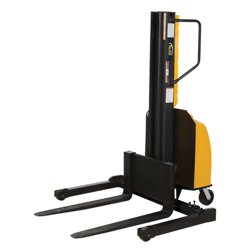 Narrow Mast Powered Lift Stacker, Electric Operated, 1500 lbs. Capacity, 98" Max Lift - Fork Lift Stacker - LV591