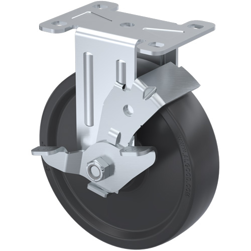 General Purpose Caster, Swivel with Brake, 4" (101.6 mm), Urethane, 350 lbs. (158.8 kg.)