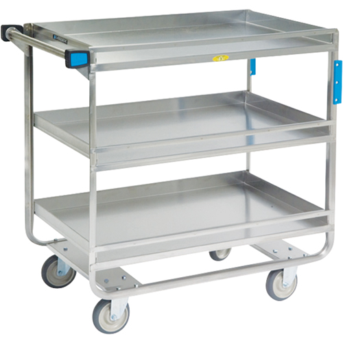 Guard Rail Carts, 3 Tiers, 23" W x 37-1/4" H x 38-5/8" D, 700 lbs. Capacity - Shelf Cart - MK977