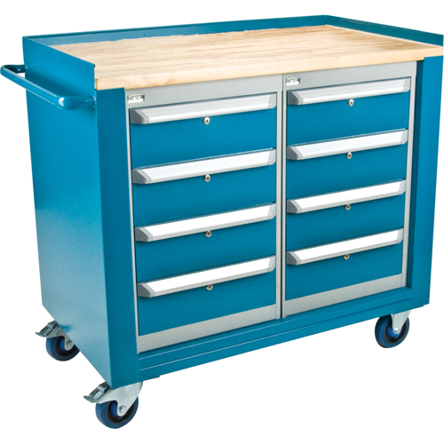 Industrial Duty Mobile Service Benches, Wood Surface