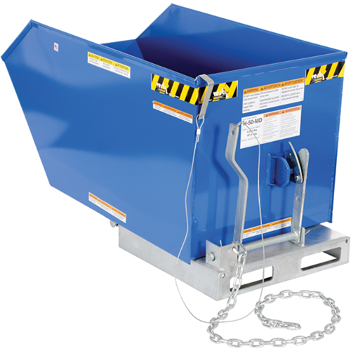 Low Profile 90 Degree Self Dumping Hopper, Steel, 1/2 cu.yd., Blue - Self Dumping Hopper - MN514