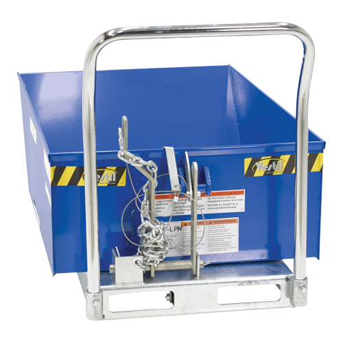 Low Profile Parts Hopper, Steel, 1/2 cu.yd., Blue - Self Dumping Hopper - MN519