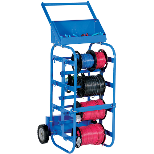 Portable Wire Reel Caddy, Steel, 11 Rod, 19-1/2" W x 43-1/4" H x 17-1/2" D, 150 lbs. Capacity - Wire Spool Cart - MN708