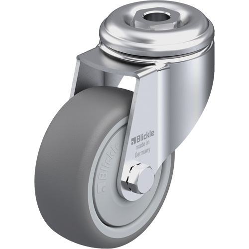 High-Quality Thermoplastic Elastomer Caster, Swivel, 3-1/8" (79.5 mm) Dia., 220 lbs. (100 kg.) Capacity