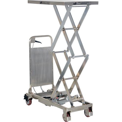 Manual Hydraulic Scissor Lift Table, 27-1/2" L x 17-3/4" W, Partial Stainless Steel, 220 lbs. Capacity