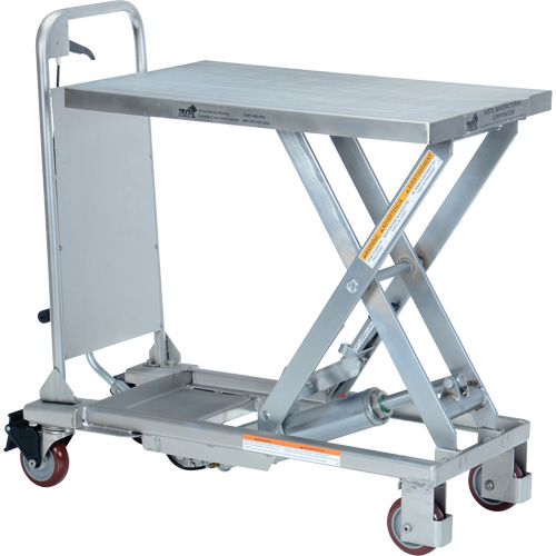 Manual Hydraulic Lift Table, 27-1/2" L x 17-5/8" W, Partial Stainless Steel, 400 lbs. Capacity