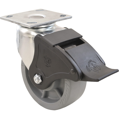 Emaxxâ„¢ Caster, Swivel with Brake, 5" (127 mm), Envirothaneâ„¢, 1000 lbs. (453.6 kg.)