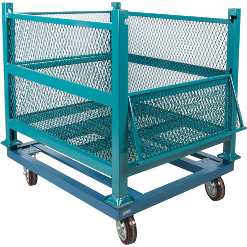 Dolly for Open Mesh Container, 40.5" W x 34-1/2" D x 10" H, 3000 lbs. Capacity - Steel Deck Dolly - MP097