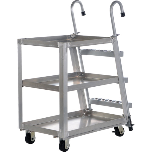 Stockpicker Truck, Aluminum, 21-7/8" W x 40" D, 3 Shelves, 660 lbs. Capacity - Stock Picking Cart - MP136