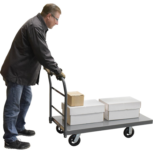 Platform Truck, 48" L x 24" W, 2000 lbs. Capacity, Rubber Casters - Steel Platform Truck - MP196