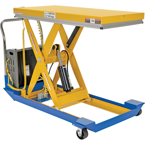 DC Powered & Manual Scissor Lift Table, Steel, 48" L x 24" W, 1000 lbs. Capacity - Electric Hydraulic Lift Table - MP198