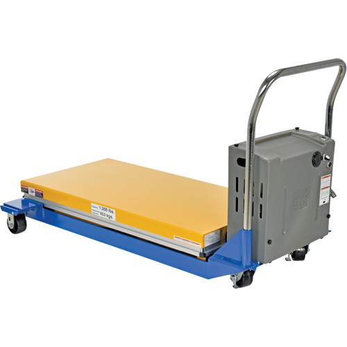 DC Powered & Manual Scissor Lift Table, Steel, 48" L x 24" W, 1000 lbs. Capacity - Electric Hydraulic Lift Table - MP198