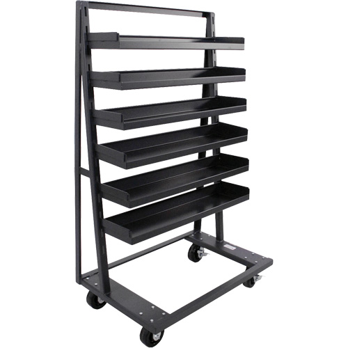 Single-Sided Heavy Duty A-Frame Cart with 6 Lipped Trays, 38" x 25" x 63", 2500 lbs. Capacity