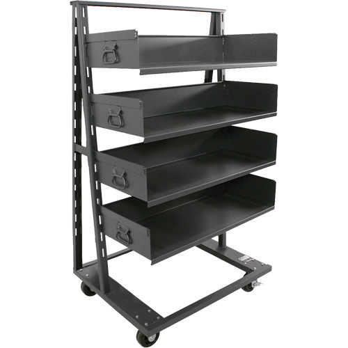 Single-Sided Heavy Duty A-Frame Cart with 4 Large Trays, 38" x 25" x 63", 2500 lbs. Capacity