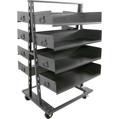 Double-Sided Heavy Duty A-Frame Cart with 8 Large Trays, 38" x 30" x 63", 2500 lbs. Capacity