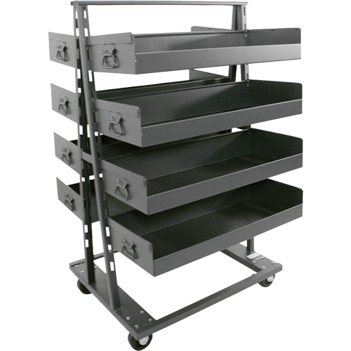 Double-Sided Heavy Duty A-Frame Cart with 8 Large Lipped Trays, 38" x 30" x 63", 2500 lbs. Capacity