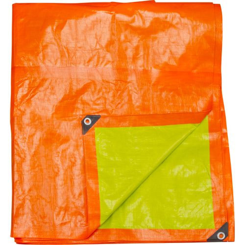 High-Visibility Heavy-Duty Woven Tarp, Green/Orange, 16' x 20' x 12 mils