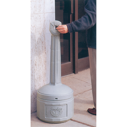 Smoker’s Cease-Fire® Cigarette Butt Receptacle, Free-Standing, Plastic, 4 US gal. Capacity, 38-1/2" Height -  - NH832